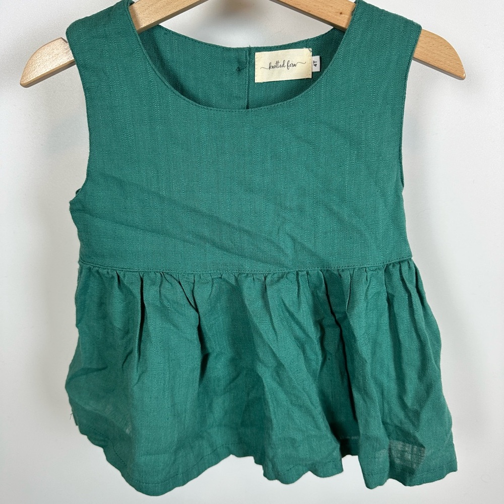 Linen‎ Emerald Green Peplum Top Button Back Tank